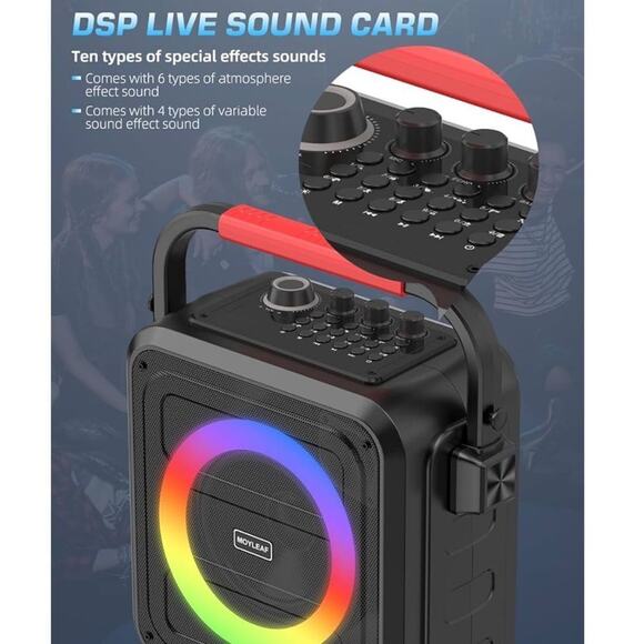 MOYLEAF Store Karaoke Machine Bluetooth Speaker and Two Wireless Microphones NIB - Picture 3 of 12